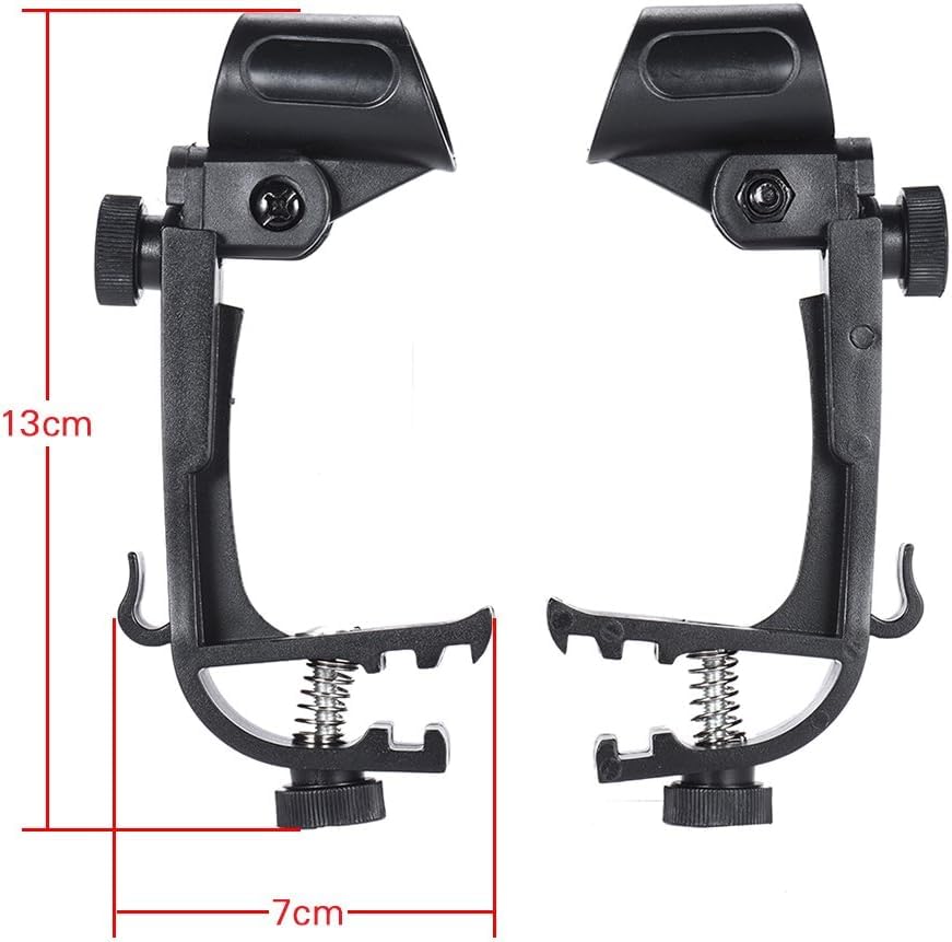 2PCS Drum Rim Microphone Clamp Mount – Adjustable Clip-On Mic Holder with Shockproof Anti-Vibration Design for Snare, Tom & Percussion Drums