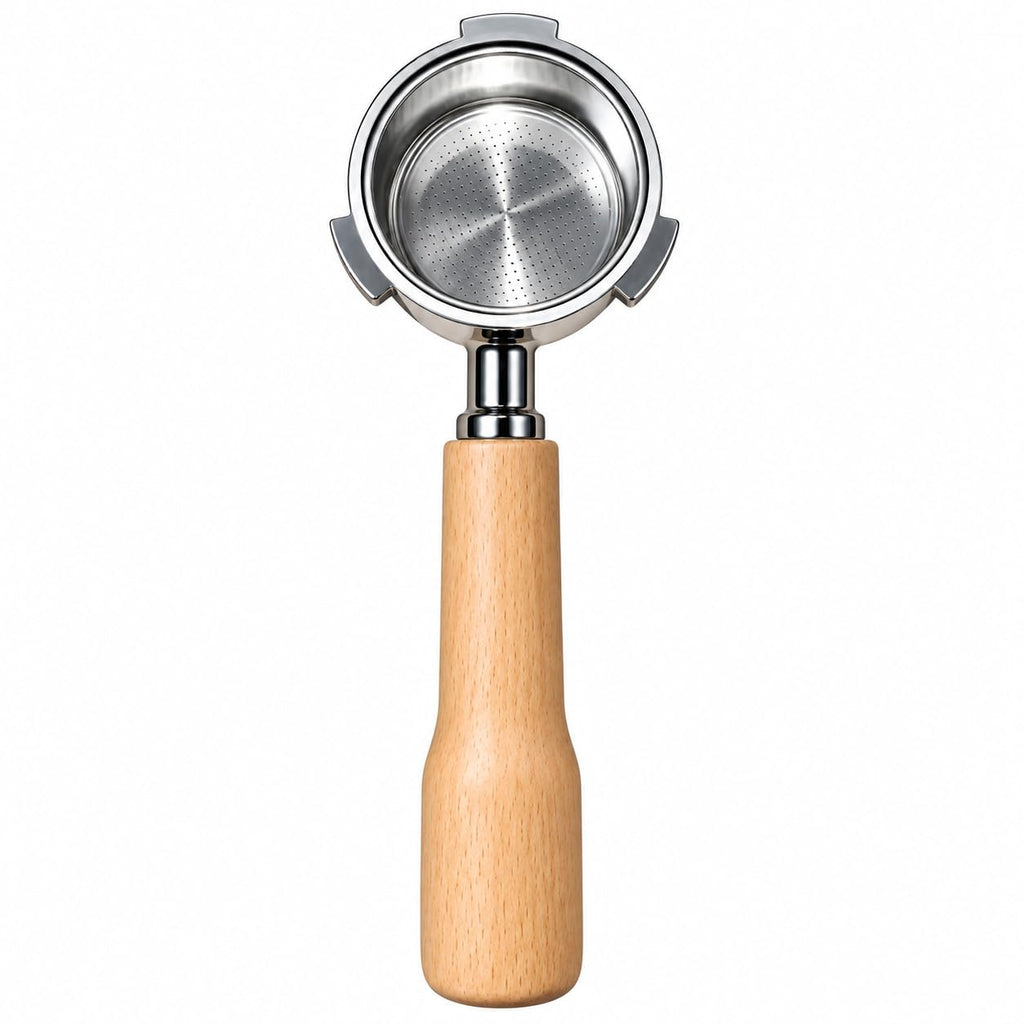 XTIVO 51mm Stainless Steel Bottomless Portafilter with 3 Ear Wooden Handle & EC680 EC685