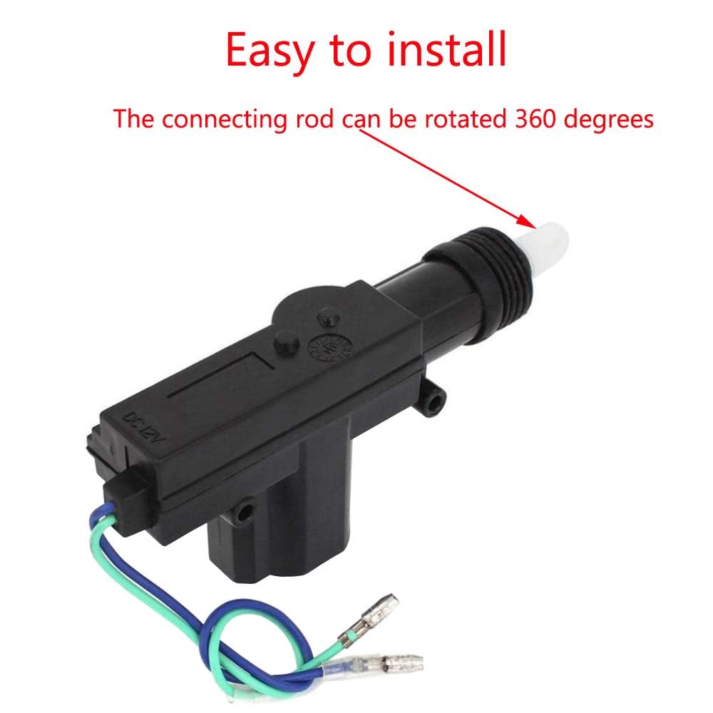 Car Power Door Lock Actuator Motor 12V (2 Wire) Universal Heavy Duty Central Locking System with Installation Kit – Black