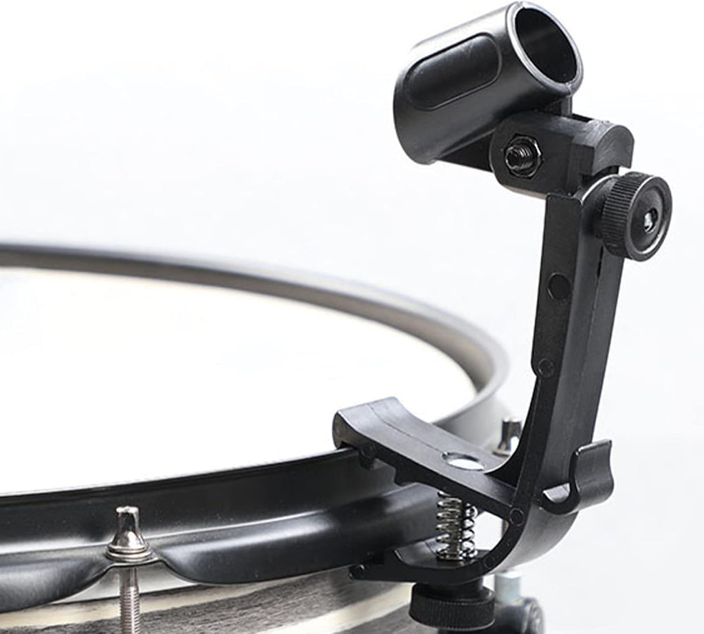2PCS Drum Rim Microphone Clamp Mount – Adjustable Clip-On Mic Holder with Shockproof Anti-Vibration Design for Snare, Tom & Percussion Drums
